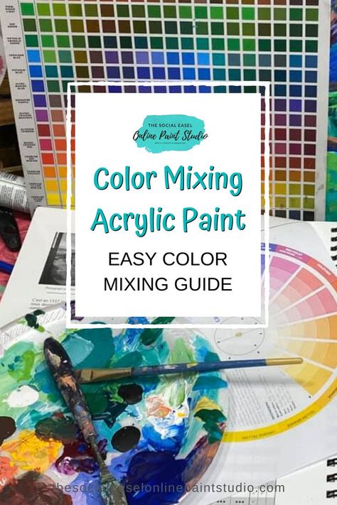 How To Mix Paint Colors, Color Mixing Acrylic, Acrylic Colour Mixing Chart, Social Easel, Color Mixing Chart Acrylic, Learn Acrylic Painting, Color Mixing Guide, Mixing Paint Colors, Painting Instructions