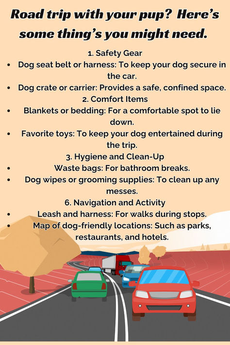 Taking your dog on a road trip can be a fun adventure, but it's important to be prepared. Here’s a list of essentials you might need: Dog Road Trip, Road Trip Must Haves, Dog Packing List, Road Trip With Dog, Dog Seat Belt, Service Dog Training, Dogs Training, Fun Adventure, Dog Care Tips