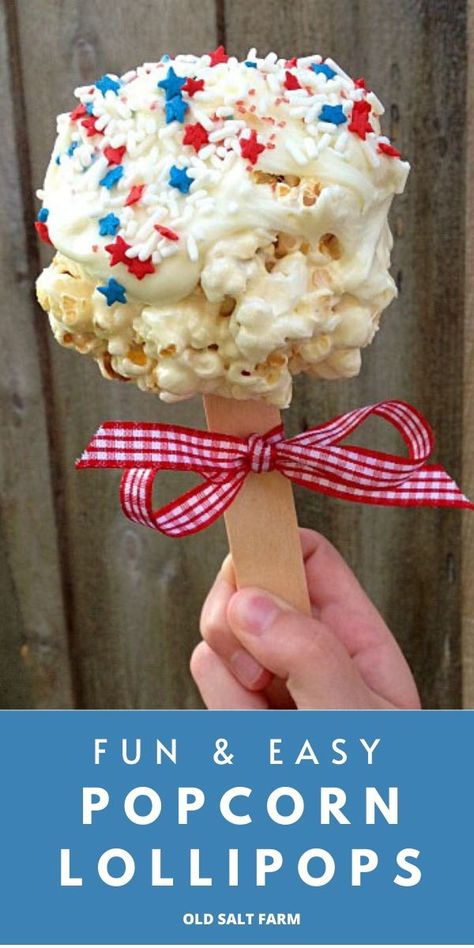 Patriotic Popcorn, Easy Popcorn, Lollipop Recipe, July Recipes, 4th Of July Desserts, Fourth Of July Food, Popcorn Recipes, Blue Food, Diy Spring