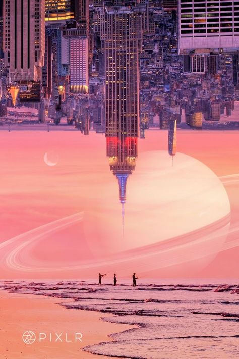 Upside Down City Wallpaper, Strange Dreams Aesthetic, Spaces And Places Art, Dream Scape Art, Surrealism Building, Dream Illustration Surrealism Artworks, Dream Big Aesthetic, City Surrealism, Utopian Aesthetic