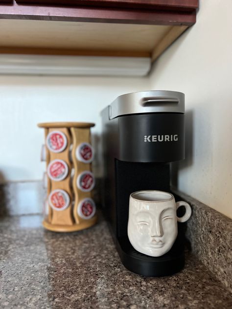 Coffee station, coffee bar, keurig coffee Black Keurig Coffee Station, Keurig Aesthetic, Keurig Coffee Station, K Cup Coffee Maker, Hot Chocolate Maker, Keurig Mini, Single Serve Coffee Maker, Coffee Aesthetics, Diy Coffee Bar