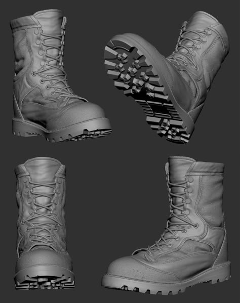 3d Clothes, Sculpting Tutorials, Zbrush Tutorial, 3d Reference, Wrinkled Clothes, Digital Sculpting, Military Gear Tactical, Desert Boot, Concept Clothing