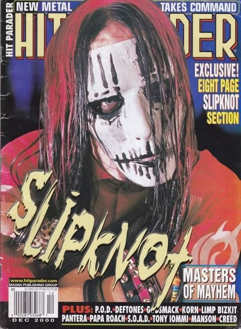 Slipknot Magazine, 2000 Magazine, Dibujos Toy Story, Slipknot Band, Papa Roach, Y2k Posters, Stone Sour, Joey Jordison, Limp Bizkit