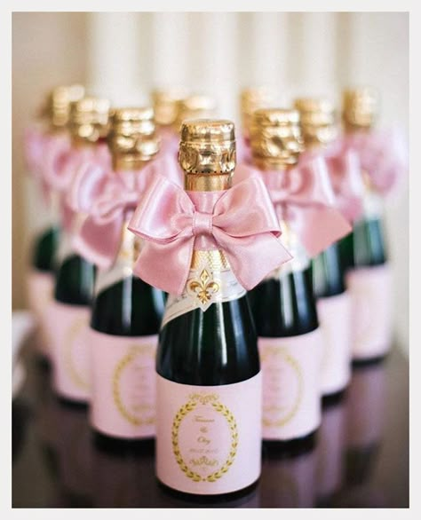 Pink And Gold Party Favors, Small Champagne Bottle Favors, Champagne Pink Decorations, Prosecco Bridal Shower Favor, Mini Champagne Bottle Favors, February Weddings, Pink Favors, Wedding Champagne Bottles, Wine Bottle Favors