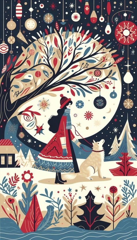 Winter Solstice Aesthetic Art, Yule Drawings, Yule Wallpaper Iphone, Winter Solstice Wallpaper, Yule Illustration, Yule Wallpaper, Yule Art, Merry Chrysler, Fun Wallpapers