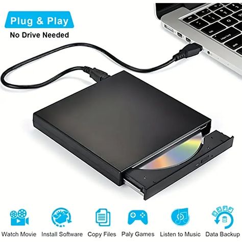 External Cd Dvd Drive Usb 2 0 Slim Protable External Cd Rw Drive Dvd Rw Burner Writer Player For Laptop Notebook Pc Desktop Computer - Electronics - Temu Wallpapers Macbook, Dvd Players, Portable Dvd Player, Usb Gadgets, Dvd Drive, Car Dvd Players, Notebook Pc, Pc Portable, Optical Drives