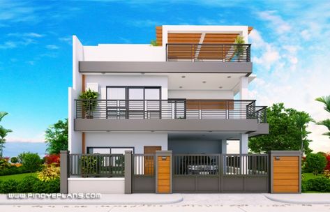 Arabella – Three Bedroom Modern Two Storey with Roof Deck (MHD-2019039) | Pinoy ePlans Two Storey House Design With Roof Deck, 2 Storey House Design With Rooftop, Modern Roof Design Rooftop Deck, Three Bedroom House Plans Two Story, Modern House With Rooftop, Modern 2 Storey House Design, Three Storey House Design, House With Rooftop Deck, Roof Deck Ideas