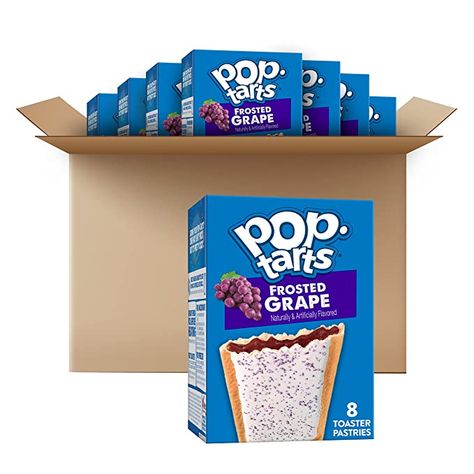 Amazon.com: Pop-Tarts Toaster Pastries, Breakfast Foods, Baked in the USA, Frosted Grape, 10.1lb Case (12 Boxes) Pop Tart Flavors, Blueberry Frosting, Marshmallow Cupcakes, Toaster Pastry, Pop Tart, Balanced Breakfast, Dried Blueberries, Pastry Crust, Pastry Tart