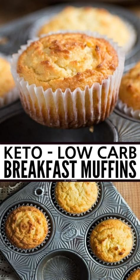 Easy Keto Muffins, perfect low carb breakfast and quick to make and taste delicious! works great if you are on the ketogenic diet www.noshtastic.com Low Carb Breakfast Muffins, Low Fat Breakfast, Keto Breakfast Muffins, Keto Muffins, Keto Baking, Low Carb Low Fat Recipes, Low Card, Low Carb Muffins, Keto Breads