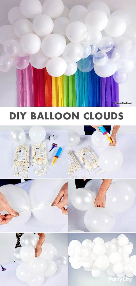 On Cloud 9 Birthday Decorations, Cloud 9 Birthday Backdrop, 9th Birthday Girl Ideas Cloud 9, How To Make Cloud Balloons, Diy Trolls Decorations, Cloud Balloons Diy, Cloud 9 Birthday Party Ideas Diy, Cloud 9 Party Ideas, Cloud Themed Birthday Party