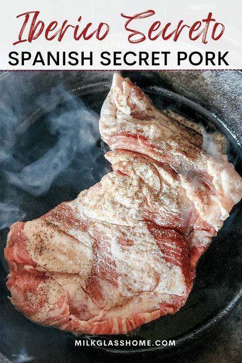 Pork Secreto Recipes, Iberico Secreto Recipe, Iberico Pork Recipe, Iberico Pork, Corn Chowder Recipe, Loaded Baked Potato Soup, Spanish Recipes, Easy Freezer Meals, Ham And Beans