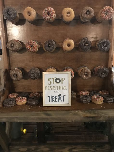 Police Donut Wall, Beach Wedding Sunset, Donut Wall Wedding, Police Academy Graduation, Donut Display, Police Graduation, Wedding Sunset, Wedding Donuts, Donut Bar