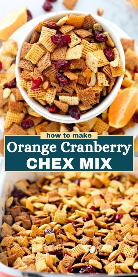 Orange and Cranberry Chex Mix is super delicious and dangerously addictive! It's an easy, oven baked chex recipe that's great for sharing with friends! #chexmixrecipe #ovenchexmix #cranberryorangechexmix #easysnackrecipe #easypartyrecipe #homemadechexmix Cranberry Orange Chex Mix Recipes, Cheesy Chex Mix Recipes, Cranberry Chex Mix Recipe, Chec Mix Recipe, Thanksgiving Chex Mix Recipes, Healthy Chex Mix, Diethood Recipes, Salty Chex Mix, Chex Mix Recipes Sweet