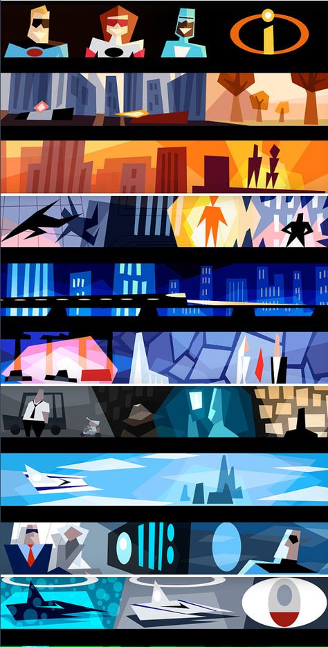 Color Keys from The Incredibles by Lou Romano Incredibles Art, The Incredible Concept Art, Storyboard Color, Colour Script, The Incredibles Aesthetic, Incredibles Aesthetic, Color Key Concept Art, Lou Romano, Color Keys Animation