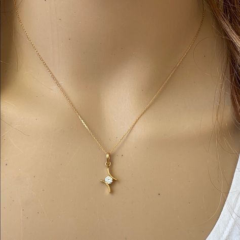 Description: Solid 14k Gold Mini Small Cz Pendant Necklace - Minimalist Item No.: P1.09/. 2331 Metal Type: 14k Real Gold, Not Filled Or Plated Metal Color: Yellow Gold. Measurement: Pendant Only Weight: 1.09 Grams Pendant W/Chain Weight: 2.1- 2.3 Grams (Vary From Chain) Height: 20 X 9 Mm.. Stone: Cubic Zirconia Chain Is Available In 16", 18", 20", 22" . Chain Width: 0.9 Mm Note: Brand New In Jewelry Box. Chain Lockets Gold Simple, Gold Pendant Designs, Small Gold Chain, Cute Messages For Him, Gold Pendants For Men, Small Pendant Necklace, Hair Earrings, Chain With Pendant, Unique Gold Jewelry Designs