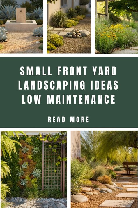 Discover 10 clever and easy-to-maintain landscaping ideas to transform your small front yard effortlessly. Make your outdoor space inviting and envy-worthy while enjoying more leisure time on your weekends. Simplify landscaping with these inspiring suggestions! Landscaping A Small Front Yard, Front Yard Landscape No Lawn, Zero Scaping Ideas Front Yard, Front Yard With No Grass Ideas, Townhouse Front Yard Ideas, City Front Yard Landscaping, Zero Scape Landscaping Front Yards Utah, Frontyard Landscape Layout Ideas, Landscaping For Small Backyards