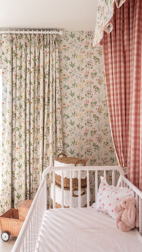 Stories • Instagram British Nursery Theme, Cottage Core Nursery Girl, Eloise Nursery, Clary Bosbyshell, Cottagecore Nursery, Nursery Inspiration Girl, Traditional Nursery, Girls Room Wallpaper, Baby Room Organization