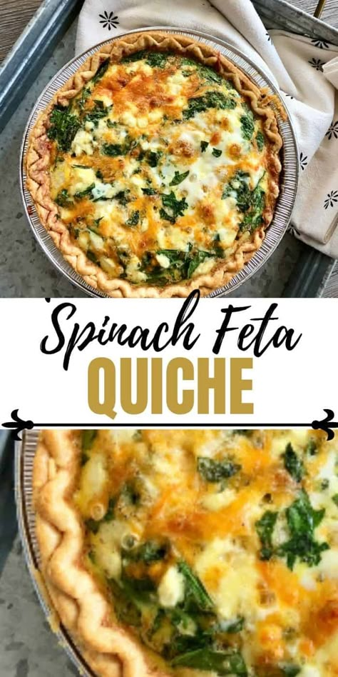 Easy Spinach Quiche, Spinach Feta Quiche, Brunch Quiche, Feta Quiche, Cheese Quiche Recipe, Spinach Quiche Recipes, Breakfast Quiche Recipes, Quiche Recipes Easy, Spinach Quiche