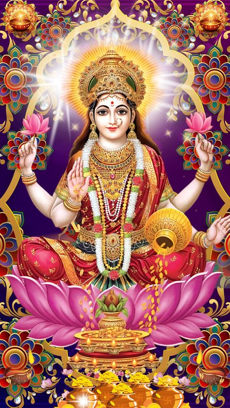 Maha Lakshmi Images, Amma Wallpaper, Laxmi Goddess Wallpapers, Maa Mahalaxmi, Mahalakshmi Goddesses, Laxmi Images, Pooja Design, Santoshi Mata, Laxmi Goddess