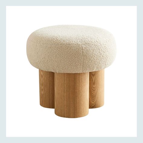 Mushroom Stool, Modern Footstool, Small Footstool, Stool Ottoman, Small Ottoman, Cute Furniture, Teddy Fabric, End Of Bed Bench, Small Stool