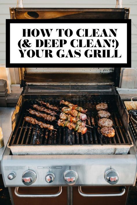 Cleaning your grill & giving it some extra love by deep cleaning it annually is one of the most important things you can do to up your grilling game! This post provides a step-by-step tutorial for how to deep clean a grill and a video to really show you how it's done. From cleaning the grill grates to the exterior, deep cleaning your grill just got a whole lot easier! Cleaning Grill Grates, Cleaning Barbecue Grill, Cleaning Grill, Backyard Party Food, Cleaning Bbq Grill, Clean Grill Grates, How To Clean Bbq, Grill Cleaning, Burnt Food