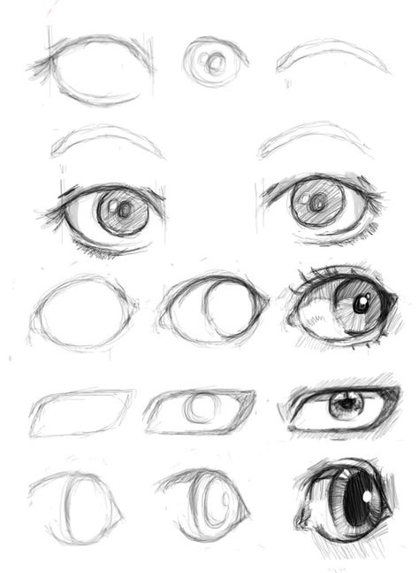 Eye From The Side Drawing, Mata Manga, Drawing Face Expressions, Eye Drawing Tutorials, Drawing Tutorial Face, Drawing Expressions, Anime Eye Drawing, Anime Drawings Tutorials, 판타지 아트