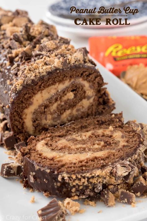 Peanut Butter Cake Roll, Reeses Peanut Butter Cake, Mousse Au Chocolat Torte, Crazy For Crust, Dessert Parfait, Cake Roll Recipes, Torte Cupcake, Peanut Butter Cake, Elegant Desserts