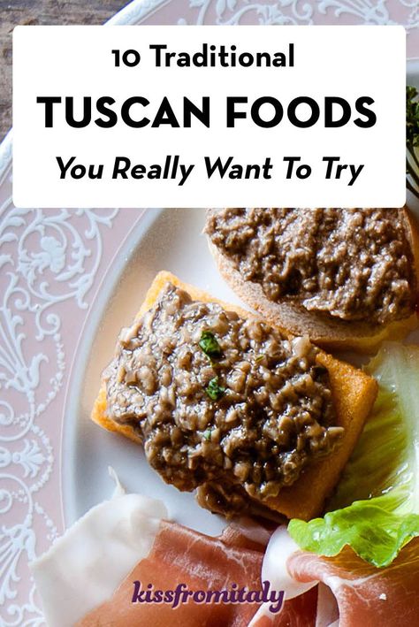 You think you know Tuscan food ? So you are familiar with coccoli, castagnaccio and ribollita. No? Well then read here about some amazing foods from Tuscany! #kissfromitaly #italyfood #italytravel Tuscan Dishes, Authentic Tuscan Recipes Italy, Tuscan Food Recipes, Tuscany Food Recipes, Authentic Tuscan Recipes, Tuscany Recipes, Tuscan Desserts, Rustic Italian Food, Tuscan Food Traditional