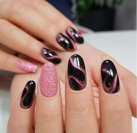 Nagel Stamping, Eye Nail Art, Special Nails, Magic Nails, Pictures Wedding, Pink Nail Art, Her Nails, Almond Shape, Cat Eye Nails