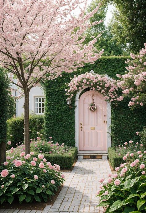 37 Adorable Small Garden Ideas for Your Tiny Outdoor Oasis Small Cute Garden Ideas, Garden For Small Yard, Outdoor Garden House, Pink And White Garden Ideas, Small Garden Ideas Flowers, Small Front Yard Cottage Garden, Landscape Around House Ideas, All Pink Garden, Flowers In The House