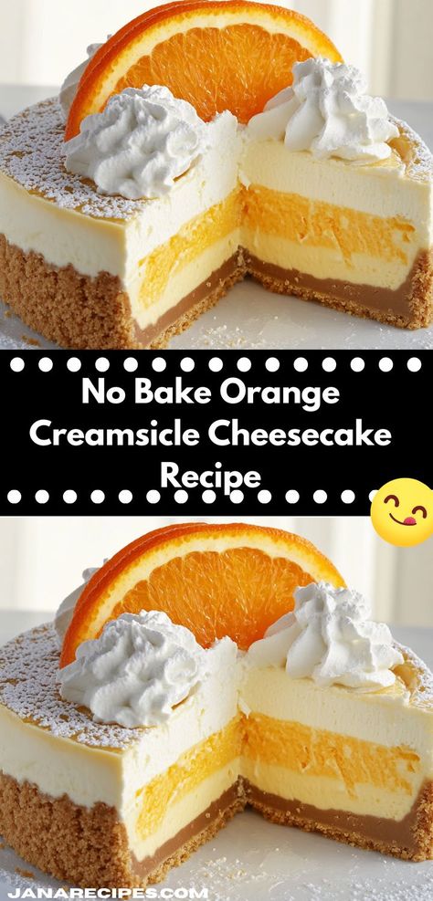 Need a show-stopping dessert for your next gathering? This No Bake Orange Creamsicle Cheesecake Recipe offers a burst of citrus flavor and a smooth finish, making it an irresistible choice for any celebration. Creamsicle Cheesecake Recipe, Orange Creamsicle Cheesecake Recipe, Orange Creamsicle Cheesecake, Creamsicle Cheesecake, Recipe For Family, Cheesecake Base, Summer Popsicles, Orange Baking, Quick Dessert Recipes