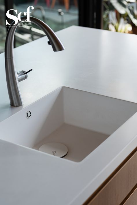 A seamlessly integrated Corian kitchen sink delivers every time. Corian Sink Kitchen, Integrated Kitchen Sink, Corian Sink, Best Architects, House Design Kitchen, Good House, House Kitchen, Double Sink, Bathroom Toilets