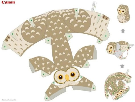 Paper Animal Ideas, 3d Paper Animals, Paper Foldables, Paper Craft Animals, Paper Crafts Animals, Paper Owl Crafts, Owl Diy Crafts, Animal Paper Craft Template, Papercraft Animals