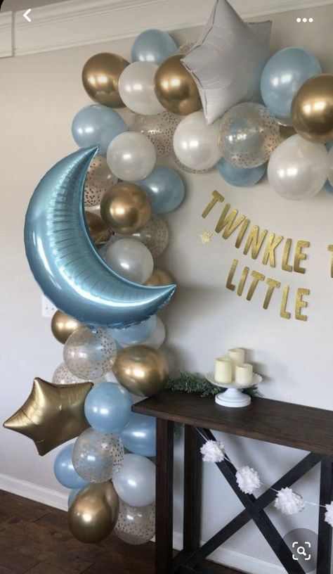 Balloon Arch Blue, Star Balloon Garland, Diy Balloon Arch, Twinkle Twinkle Baby Shower, Star Banner, Gender Reveal Balloons, Confetti Dots, Butterfly Wall Decor, Balloon Backdrop