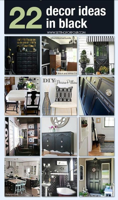 See these 22 Stylish DIY Decor Ideas in Black! Adding black to a room will add amazing contrast and interest! It's a design adage that's tried and true! Bring the dramatic decor! Home Decor Ideas Black, Diy Decor Ideas, Up House, Diy Canvas, Black Decor, Chic Decor, Home Decor Ideas, Room Makeover, Home Projects