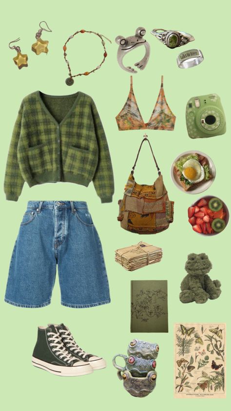 #green #outfitinspo #outfit #aesthetic #goblincore #frog #sagegreen #nature #fairycore #vintage #study #cute #college Pastel Goblincore Outfit, Froggy Outfit Aesthetic, Frog Core Outfit, Frogcore Aesthetic Outfits, Cute Goblin Core Outfits, Frog Inspired Outfit, Frog Outfits, Frog And Toad Aesthetic Outfits, Fairy Goblin Core Outfits