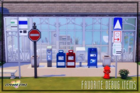 This set includes the debug outdoor objects that I use all the time and everything is base game. Author: strenee sims Learn more at: streneesims.com #base_game #sims4 #furniture #gaming #sims4cc #sims Sims 4 Debug Cc, Sims 4 Street Cc, Sims4 Furniture, Goth Bedroom, Sims 4 Cc Download, 4th Street, Sims Mods, Sims 4 Cc, Sims 4 Custom Content