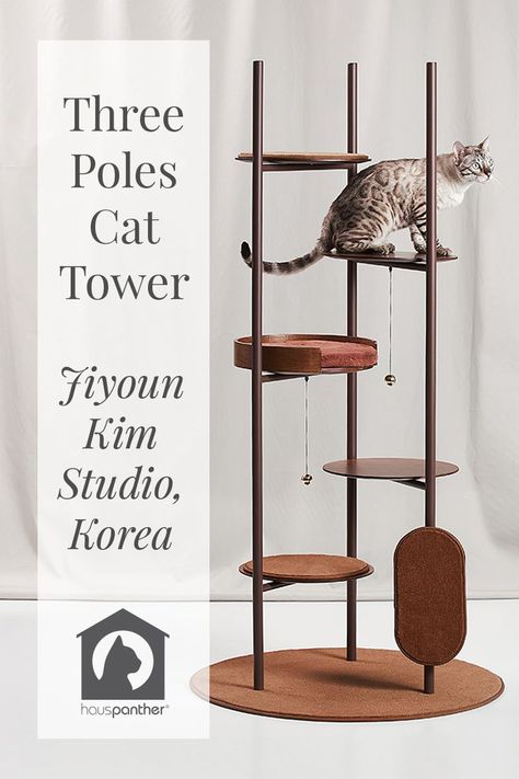 Three Poles Cat Tower by Korean designer Jiyoun Kim for Milliong debuted at the 2019 Seoul Living Design Fair. Elegant, modern, modular pet furntiure. Modern Cat Tower, Katt Diy, Cat Furniture Design, Katt Grejer, Diy Furniture Cheap, Cat Patio, Elegant Cat, Modern Cat Furniture, Modern Cat Tree