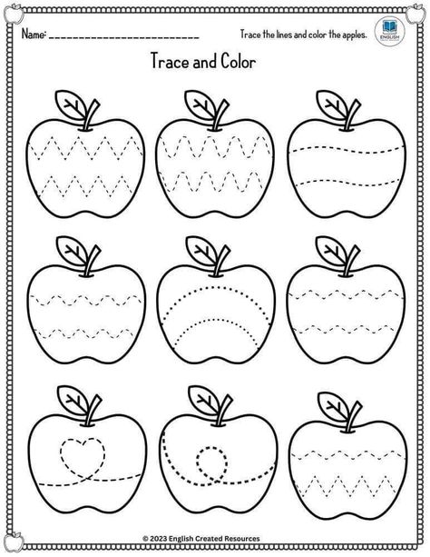 Apple Worksheets Kindergarten, November Occupational Therapy Activities, Apple Kindergarten Activities, Fall Preschool Activities Free Printable, Autumn Kindergarten Activities, Apple Worksheets Preschool, Letter Worksheets For Preschool, Montessori Toddler Activities, Thanksgiving Preschool