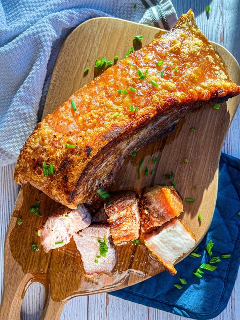 Crispy Roasted Pork Belly Best Pork Belly Recipe, Pork Milanese, Pork Belly Strips, Roasted Pork Belly, Winter Meals, Pork Belly Recipes, Grilled Pork Tenderloin, Crispy Pork Belly, Salad Toppers