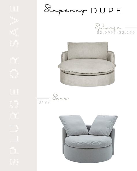 Round oversized swivel chair Sixpenny Daybed, Sixpenny Neva Daybed, Sixpenny Neva Round Daybed, Round Daybed Indoor, Oversized Barrel Chair, Six Penny Neva Chair, Neva Round Daybed, Neva Daybed, Sixpenny Neva