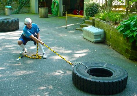 Love this Tyre Workout, Rocky Workout, Backyard Gym Diy, Outdoor Home Gym, Tire Workout, Home Made Gym, Backyard Obstacle Course, Backyard Gym, Backyard Sports