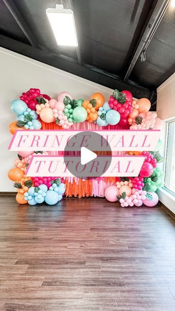 Social Butterfly on Instagram: "Fringe wall tutorial 🧡🩷🧡

#fringewall #fringebackdroptutorial #fringebackdrop #diyfringe #diyfringewall #socialbutterflyballoons #howtoballoons #balloondecor" Fringe Wall Backdrop Diy, How To Make A Fringe Backdrop, Fringe Backdrop With Balloons, Diy Plastic Fringe Backdrop, Fringe Wall Backdrop With Balloons, Diy Fringe Garland, Fringe Backdrop Diy Tassel Garland, Diy Fringe Backdrop, Diy Balloon Wall