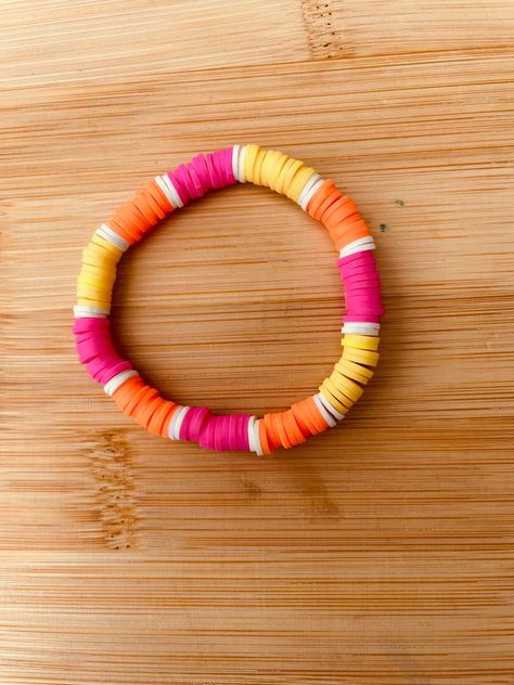 Buy Sunset Clay Bead Bracelet Online in India - Etsy Sunset Clay Bead Bracelet, Clay Bead Patterns, Clay Bead Ideas, Bracelet Clay Bead, Bracelets Preppy, Bracelet Clay, Bracelet Stuff, Unique Beaded Bracelet, Bead Inspiration