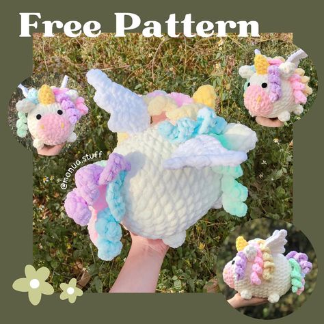 Crochet Unicorn Pattern, Easy Crochet Animals, Quick Crochet Patterns, Crochet Animals Free Patterns, Crochet Design Pattern, Crochet Unicorn, Beginner Crochet Projects, Fun Crochet Projects, Crochet Animal Patterns