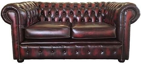 Chesterfield 100% Genuine Leather Two Seater Sofa Antique Oxblood Red Red Leather Chesterfield Sofa, Chesterfield Leather Sofa, Queen Anne Chair, Two Seater Sofa, Chesterfield Sofas, Floor Sitting, Leather Chesterfield Sofa, Leather Chesterfield, Oxblood Red