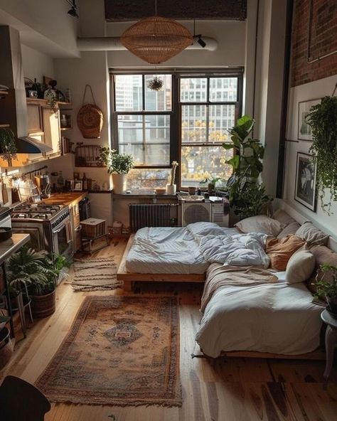 Cozy Studio Apartment, Studio Apartment Living, Future Apartment Decor, Casa Vintage, Room Redesign, Apartment Style, Apartment Decor Inspiration, Dream Room Inspiration, Room Makeover Bedroom