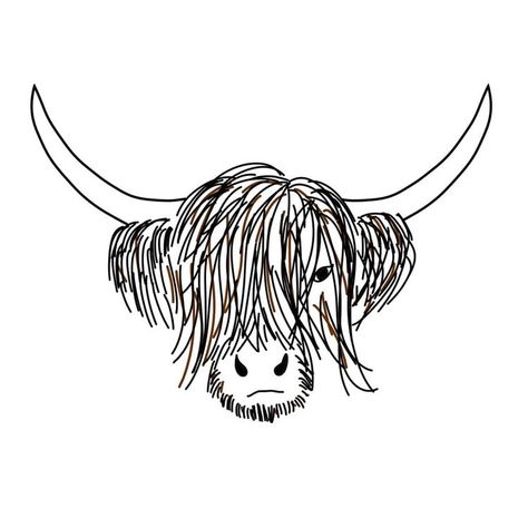 Cow Line Drawing, Cow Drawing Easy, Highland Cow Tattoo, Poppy Flower Drawing, Cow Sketch, Highland Cow Painting, Cow Tattoo, Cow Coloring Pages, Cow Drawing