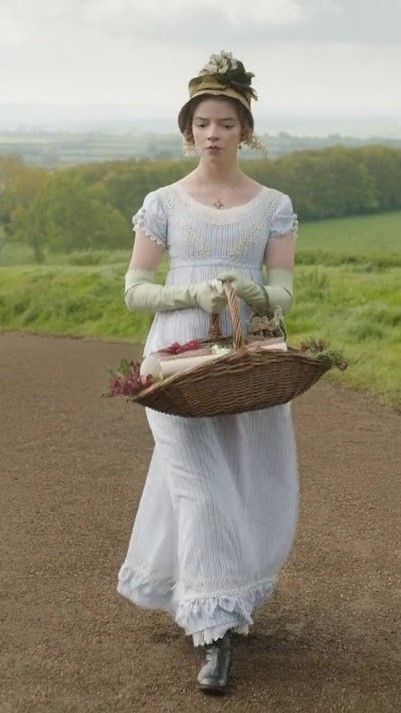 Emma. Emma 2020 Outfits, Emma Outfits Movie, Jane Austen Style Dresses, Emma Movie Outfits, Emma Woodhouse Outfits, Regency Era Hats, Emma Costumes 2020, Emma 2020 Costumes, Anya Taylor Joy Emma