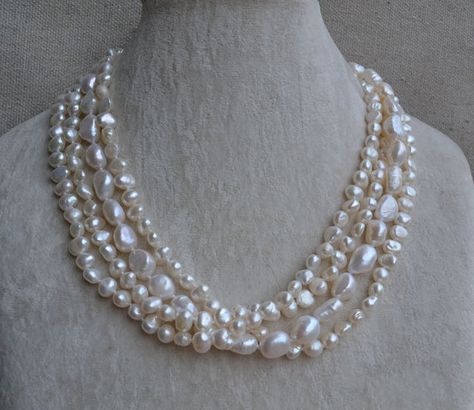 Ivory Pearl Necklace, Genuine Pearl Necklace, Real Pearl Necklace, Pearl Necklace Wedding, Long Pearl Necklaces, Gold Pendant Jewelry, Cultured Pearl Necklace, Baroque Pearl Necklace, Ivory Pearl